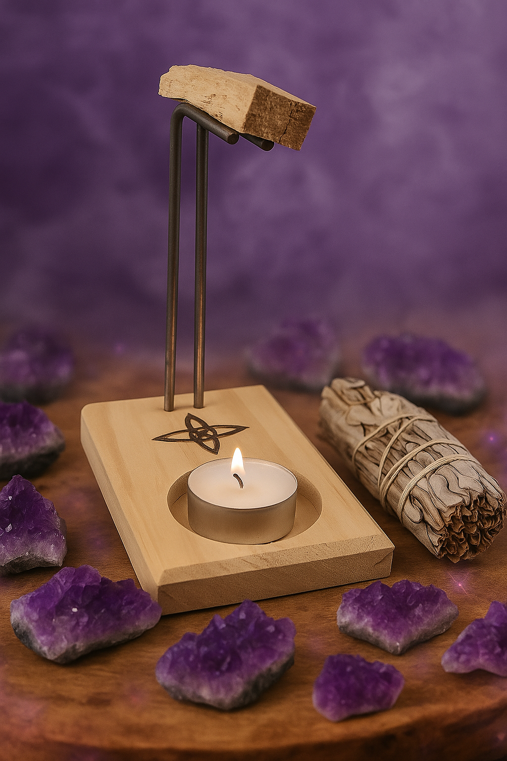 Quemador de Palo Santo de Madera Artesanal | Ritual de Limpieza Energética y Aromaterapia