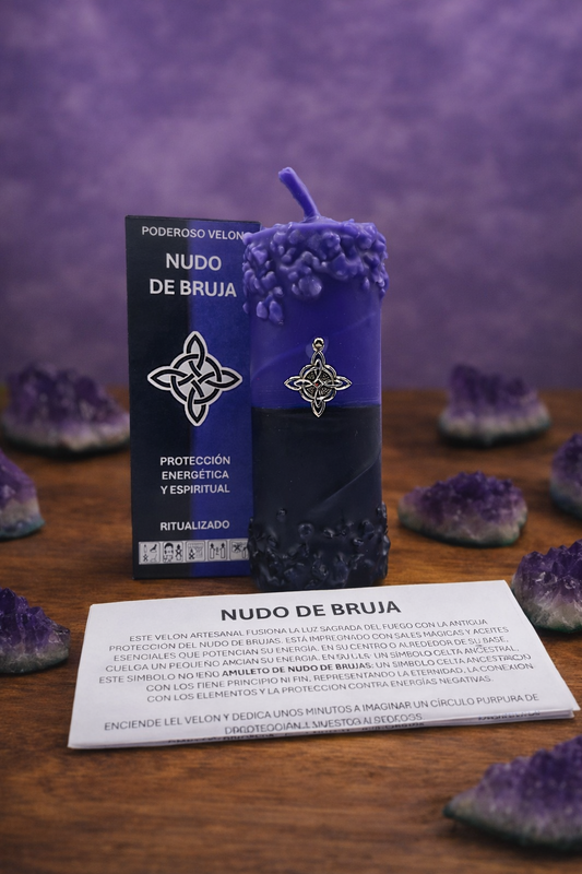 Velón Nudo de Bruja – Protección Espiritual, Corte de Energías Negativas y Defensa Energética