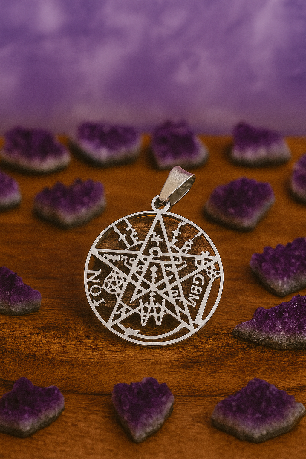 Colgante Tetragramatón de Acero Inoxidable – Amuleto Esotérico Estilo Bizantino (Plateado o Dorado)