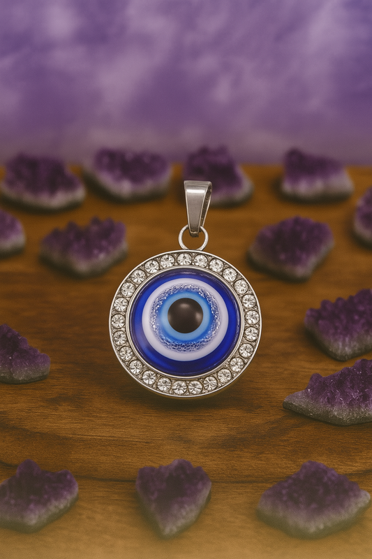 Colgante Ojo Turco con Brillantes en Acero Inoxidable – Amuleto Protector contra el Mal de Ojo