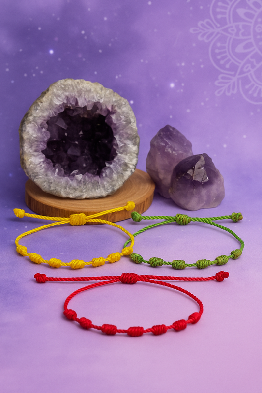 Pulsera 7 Nudos Roja, Verde y Amarilla – Protección contra Energías Negativas