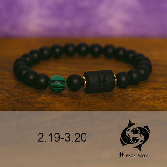 Pulsera Horóscopo Elástica con Piedra Natural de 8 mm con piedra Ágata – Signo Piscis