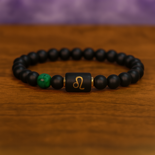 Pulsera Horóscopo Leo con Piedra Natural – Elástica 8mm | Protección y Energía Zodiacal